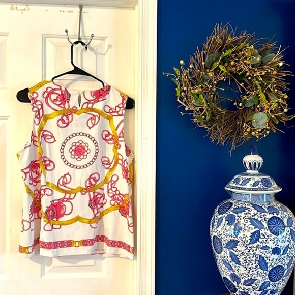 Women’s J. McLaughlin Sleeveless Polyester & Spandex Red & Gold Top Size XL - Picture 7 of 8